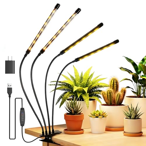 NEEWER ENTRY LEVEL VERSION Four Bar Grow Lights for Indoor Plants, Full Spectrum Clip Plant Growing Lamp with 160 Blue, Red, White LEDs, 3/9/12H Timer, Dimmable for Gardening Seed Starting Bonsai, N30
