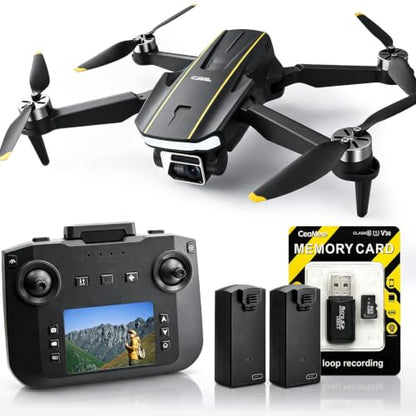 2K Video Drone with Camera for Adults, LCD Screen Remote Controller, 36 Min Flight Time, CHUBORY A68 Foldable Drone, 90° Adjustable Camera, Optical Flow Hover, 2 Batteries, Headless Mode, 3 Speed, Gesture Photo Video, App Control, 8GB MicroSD Card