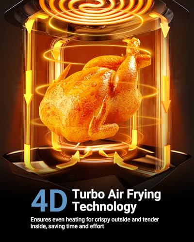 Bear 6.3QT Air Fryer, Smart Touchscreen, 4D Turbo Crisp & Steam Window