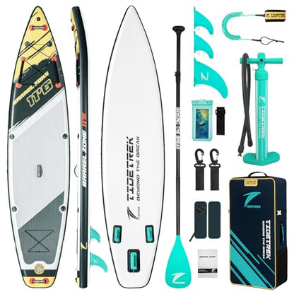 TIDETREK 11'6" Inflatable Stand Up Paddle Boards, Premium SUP Accessories, Non-Slip Comfort Deck for Youth & Adults (Royal Teal)