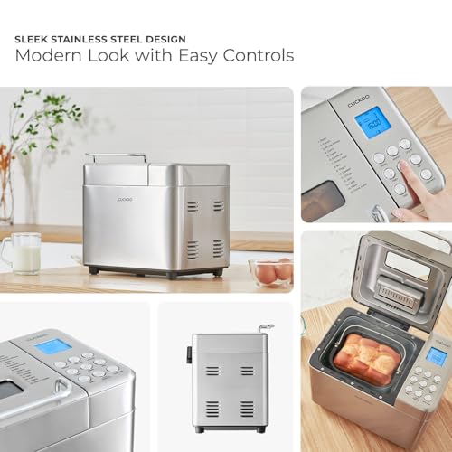 CUCKOO CBM-AAB101S | Multi-Functional Bread Maker | 1 lb., 1.5 lb., & 2 lb. Loaf Options, Crust Color Customization, Auto Fruit & Nut Dispenser, Gluten-Free Option | Stainless Steel