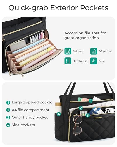 BAGSMART 15.6 Inch Laptop Bag Teacher Tote Bag with Insulated Pocket