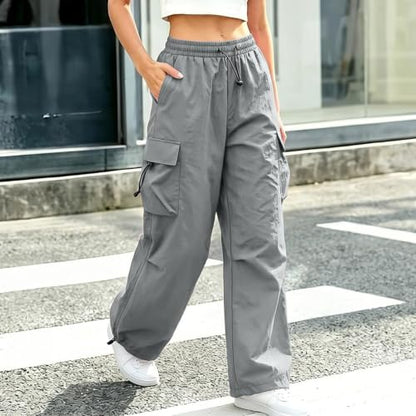 Jogging Pants for Women Cargo Pants Women Baggy Elastic Wide Leg Jogging Sweatpants Fall Casual Plus Size Trousers for Outdoor Travel Hiking Dark Gray XS