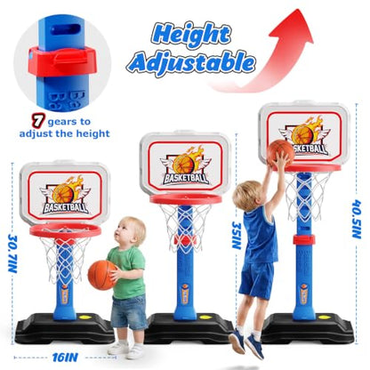 EagleStone Toddler Basketball Hoop, Adjustable Kids Hoop with 3 Balls
