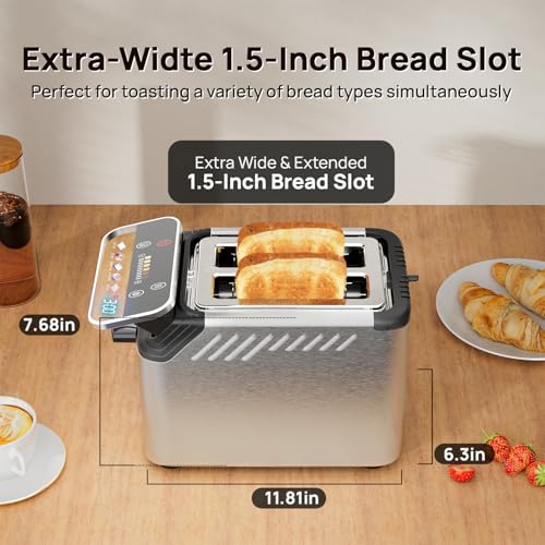 WHALL Toaster 2 Slice, Touch Screen Toasters with Projection Display