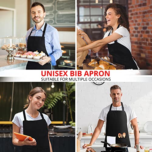 Utopia Kitchen Adjustable Bib Aprons, 2-Pack with Pockets, Black