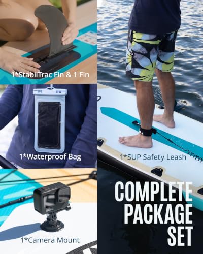 ZLX Inflatable Paddle Board, 11'6" Stand Up Paddleboard for Beginners, Wide SUP with Stable Center Fin, Non-Slip Deck Pad, All Skill Levels, 500LBS