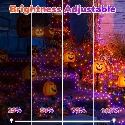 Tcamp 105FT 300 LED Orange Purple Halloween Lights Remote Timer Memory