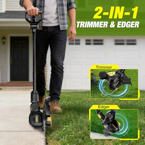 HEINPRO Cordless String Trimmer Compatible with Dewalt 20V MAX Battery | 12-Inch Electric Weed Wacker, Auto Line Feed, Weed Eater Battery Powered Grass Trimmer, w/ 6 Line Spools, Black(Tool Only)