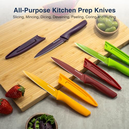 Gourmetop Paring Knife Set of 4, 3.8” Fruit Knife with Cover, German Steel