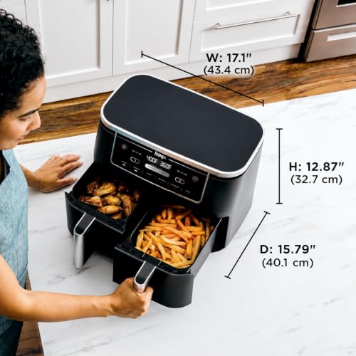 Ninja Foodi Air Fryer, 10 Qt/9.5L DualZone, 6-in-1, Black, DZ302C