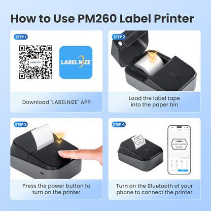 ETIKEZ PM260 Label Maker Machine with Tape, 2 Inch Bluetooth Printer, Black
