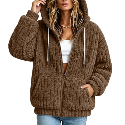Generic Fleece Zip Up Hoodie for Women Lightweight Sherpa Hooded Jacket