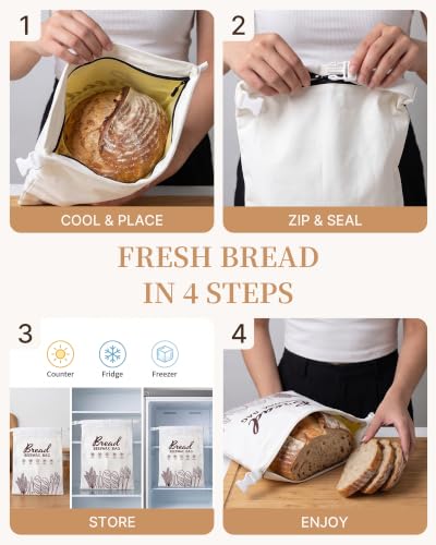 2 Pack Reusable Beeswax Bread Bags for Sourdough & Homemade Bread