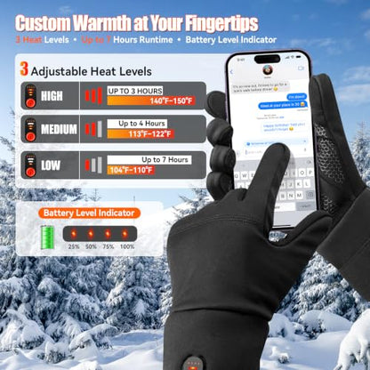 Thin Heated Glove Liners for Men Women, Rechargeable Gloves for Winter | Touchscreen-Friendly Slim Fit Heating Work Gloves Waterproof for Ski Driving,Hunting Cold hands·Non-slip grip· Hand Warmers