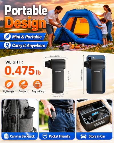 Compressed Air Duster, 180000RPM Rechargeable Cordless Electric Blower