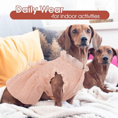 Kuoser Dog Dress, Princess Puppy Tutu with Bow-Knot, Pink Dog Dresses L