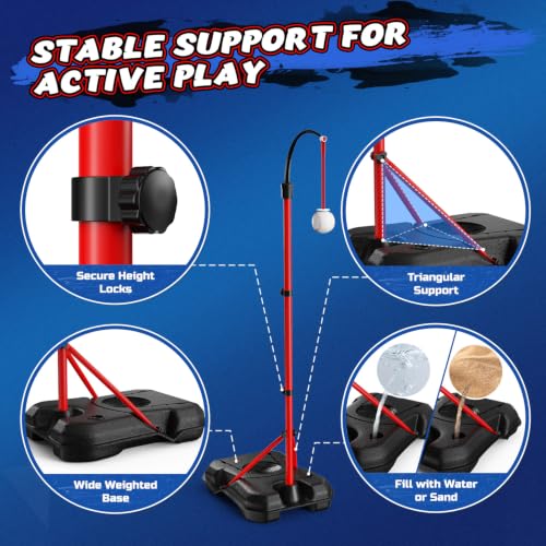 EagleStone 3 in 1 Kids Basketball Hoop and T Ball Set for Kids 3-12