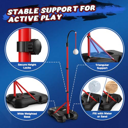 EagleStone 3 in 1 Kids Basketball Hoop and T Ball Set for Kids 3-12