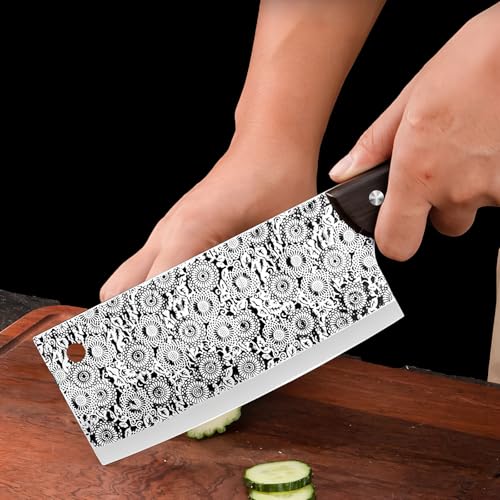 Japan Knife, Hand Forged Meat Cleaver Knife Japanese Kitchen Knife with Sheath Cooking Butcher Knife for Meat Cutting Vegetable Cleaver for Kitchen, Camping Thanksgiving Easter Christmas Gifts