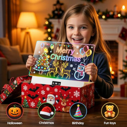 TAEMVV Led Drawing Board Kids Birthday Gift for Girls,Black/White | 16 Inch 15H Battery & Stand, 8 Colors 3 Dynamic Modes, Light Up Writing Tablet Gifts for 3 4 5 6 8-12 Year Old Girls