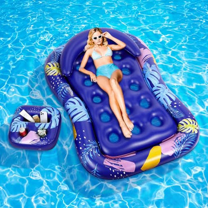 MoKo Inflatable Pool Floats Adult, Water Lounger Raft with Cup Holders