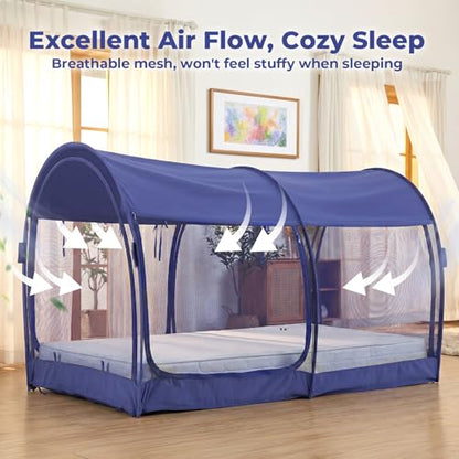 LEEDOR Mosquito Net Bed Tent Canopy Indoor Tent Privacy Bed Fort Dream Tent for Kids or Adult Navy Twin 75 X 39 X 47H'' (Mattress Not Included)