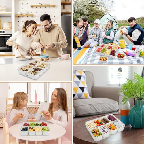 BETA SPACE Snack Box Containers, Divided Serving Tray with Lid, Veggie Tray Snackle Box Charcuterie Board with Lid,8 Inside Containers (2 Pack)