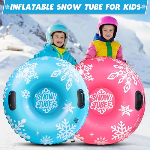 ZMLM 2 Pack Snow Tube for Sledding - 36" Inflatable Snow Sled for Kids | 36" Snow Tubes Heavy Duty Blow Up Tube with Handles Toddler Adults Outdoor Winter Toys Gift for Tubing Sled Sport Supplies
