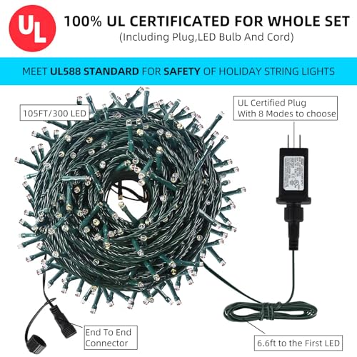 MZD8391 105FT 300LED Christmas Light Outdoor Indoor,Christmas Tree Light