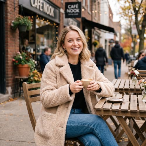 Womens Winter Coats Fall Coats for Women Fuzzy Fleece Jacket Button Down Long Sleeve Coat Casual Office Work Winter Clothes With Pocket Army Green S