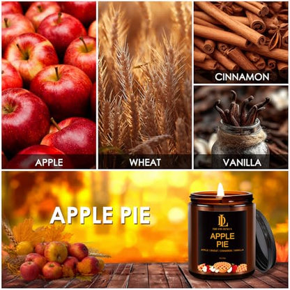 DL DREAMY DEWLA Fall Candle, Apple Pie Scented for Home, 7oz Soy Wax