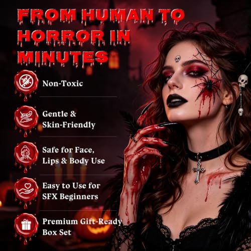 KIMUSE Halloween Vampire Makeup Kit, 8-Piece Goth SFX Costume Set