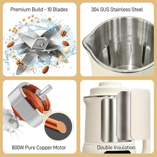 Ariceck 1.2L Automatic Nut Milk Maker, 8-in-1 Soy & Almond Milk Machine