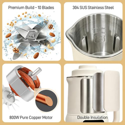 Ariceck 1.2L Automatic Nut Milk Maker, 8-in-1 Soy & Almond Milk Machine