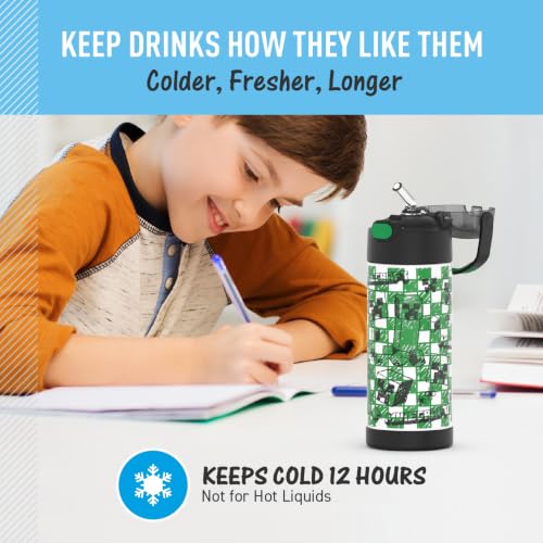 THERMOS FUNTAINER Water Bottle with Straw, 14oz, Minecraft