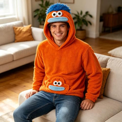 Big Mouth Monster Hoodie Adult Men Fuzzy Sherpa Pullover Halloween Costumes