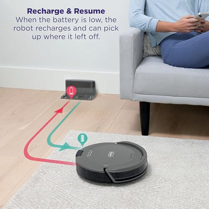Shark Navigator Robot Vacuum, SmartPath Navigation, Steel Grey, RV2110CA | SmartPath Navigation, Up to 50% More Suction, Detects & Avoids Objects, Anti-Hair Wrap, Wi-Fi, Carpets & Hard Floors