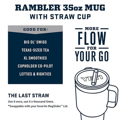 YETI Rambler 35 oz Straw Mug, Vacuum Insulated, Stainless Steel, Big Wave Blue
