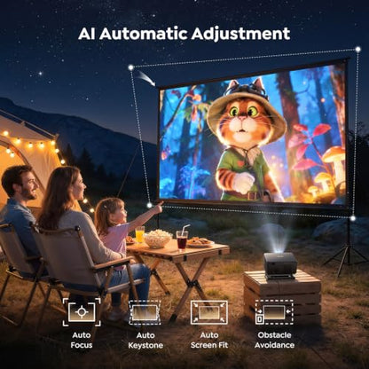 Smart Projector 4K【Upgraded Google TV 14.0 & Dolby】Short Throw Mini Projectors with Auto Focus & Keystone|Compatible with Netflix|HDR10,Portable Outdoor Projecteur with WiFi & Bluetooth for Movie/Home
