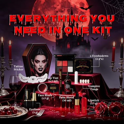 KIMUSE Halloween Vampire Makeup Kit, 8-Piece Goth SFX Costume Set