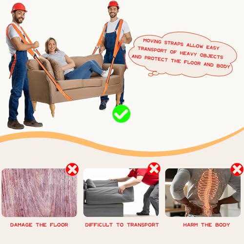 IFORYONLIFE Moving Straps Lifting Heavy Duty, 2 Person Adjustable Lifting Straps Moving Objects up to 440 Pounds
