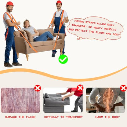 IFORYONLIFE Moving Straps Lifting Heavy Duty, 2 Person Adjustable Lifting Straps Moving Objects up to 440 Pounds