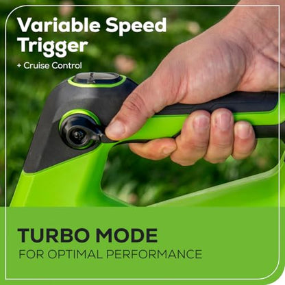 Greenworks 48V (24V x 2) Brushless Cordless Leaf Blower (140 MPH / 585 CFM) / Turbo Mode Electric Axial Blower for Yard Debris Leaves Dust Cleanup, (2) 4Ah Batteries & Dual Port Charger Included