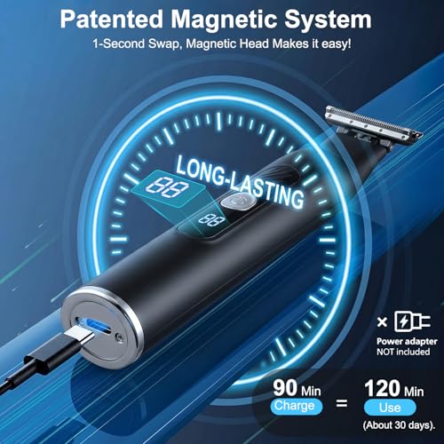 Beard Trimmer for Men, All-in-One Tool Electric Shaver for Men with Perforated Dual-Sided Blades,Painless Trimmer for Man,IPX7 Waterproof Electric Razor Men for Face and Body, LED Display