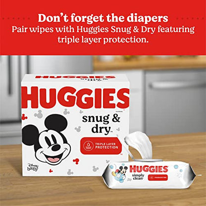 Huggies Simply Clean Fragrance-Free Baby Wipes, 6 Flip-Top Packs (384 Wipes Total)