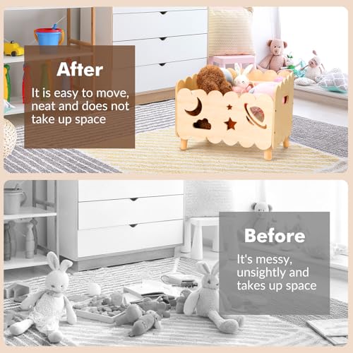 Kids Bookshelf, Montessori Toddler Bookshelf for Kids 2 Adjustable Dividers | Nursery Shelves, Baby Book Shelf for Kids Rooms,Playroom,Classroom,Bedroom Bookcase Storage Organizer,Lightweight Portable