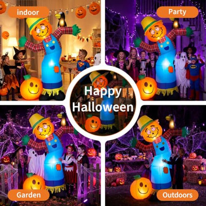 WildVenture Halloween Decoration Outdoor Inflatable-6FT Pumpkin Scarecrow