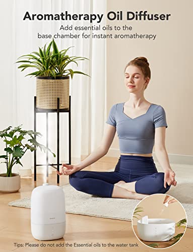 GoveeLife Smart 3L Humidifiers for Bedroom, Top Fill Cool Mist with Essential Oil Diffuser, Humidity Control, WiFi Air Humidifier with Night Light, 360° Nozzle, for Baby, Plants, Home, Work with Alexa