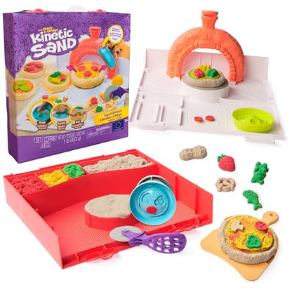 Kinetic Sand SquishPizza Playset, Moldable Play Sand Sensory Toys, Ages 5+